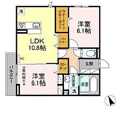 アヴニール 3階2LDKの間取り