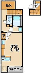 レオネクスト栄町記念公園 2階ワンルームの間取り