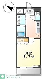 フォルビート 2階1Kの間取り