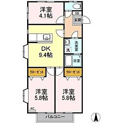第3竹見荘 1階3DKの間取り