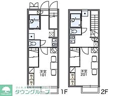 レオパレスサンジ 1階1Kの間取り