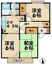 ヴィラ栗本A 3Kの間取図画像