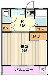 高橋コーポ 1Kの間取図画像