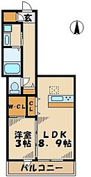 D-room南大沢 1LDKの間取図画像