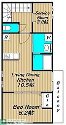 フラット大南3号館 1LDKの間取図画像