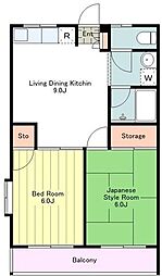 草間ビル2 2LDKの間取図画像