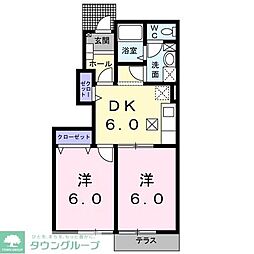 トランキル梓A 2DKの間取図画像