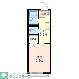 フルール 1Kの間取図画像