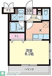 グランプリモ ワンルームの間取図画像