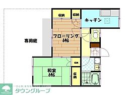 サンライズ羽衣 2DKの間取図画像