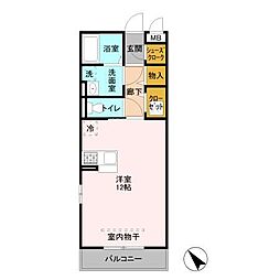 東武伊勢崎線 武里駅 徒歩5分の賃貸アパート 3階ワンルームの間取り