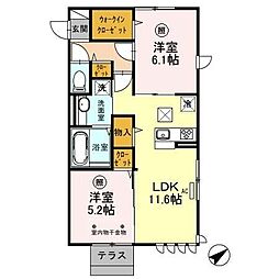 つくばエクスプレス 八潮駅 徒歩7分の賃貸アパート 1階2LDKの間取り