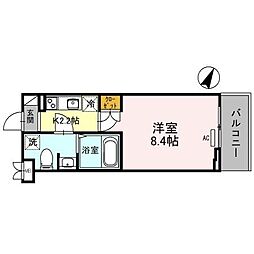 東武伊勢崎線 越谷駅 徒歩5分の賃貸マンション 3階1Kの間取り