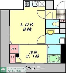 東武伊勢崎線 せんげん台駅 徒歩2分の賃貸マンション 2階1LDKの間取り