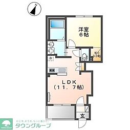 東武野田線 南桜井駅 徒歩12分の賃貸アパート 1階1LDKの間取り