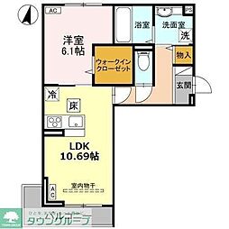 JR武蔵野線 吉川美南駅 徒歩21分の賃貸アパート 1階1LDKの間取り