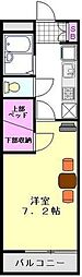 レオパレスミモザ2 1Kの間取図画像