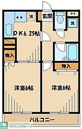 ワコーレエレガンス春日部No.1 2DKの間取図画像