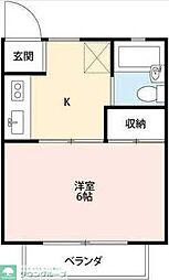 キャステル宮本 1Kの間取図画像