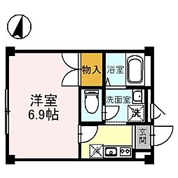 アムールプリエ 1Kの間取図画像