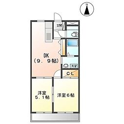 ベル・グラース 2DKの間取図画像