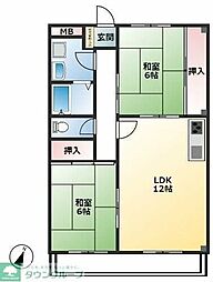 リバーサイド東川口No.1 2LDKの間取図画像