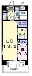 レイクサイドホシノ1 1LDKの間取図画像