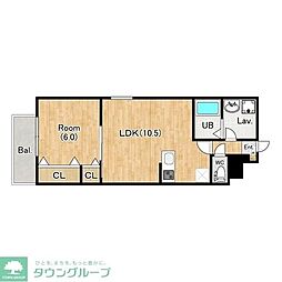 川口市大字里アパート 1LDKの間取図画像