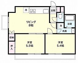 朝日プラザ越谷 2DKの間取図画像