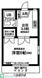 ハウスロイテ一宮 1Kの間取図画像