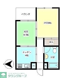 YKマンション 2Kの間取図画像