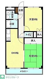 ウィステリア春日部 2DKの間取図画像