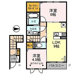 パーシモンヒル 2LDKの間取図画像