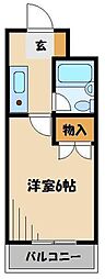 シャルマン谷塚南 1Kの間取図画像
