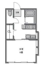 鈴木アパート 2階1Kの間取り