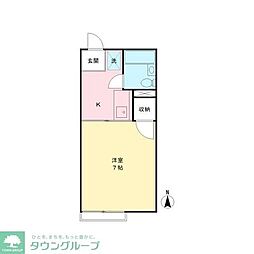 コーポウィスタリアＩＩ 1階1Kの間取り