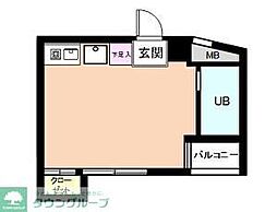 八王子南口センタービル 4階1Kの間取り