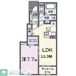 コンコルド 1階1LDKの間取り