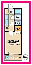 ハイム藤 2階1Kの間取り