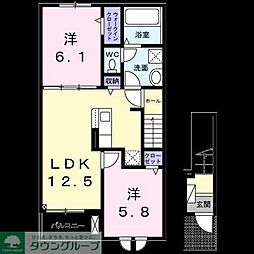 マリン 2階2LDKの間取り