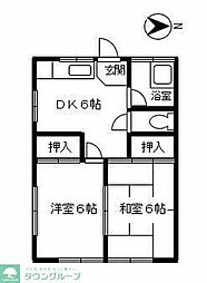 風鈴館 1階2DKの間取り
