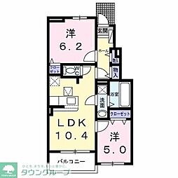 ヘキサパレス 1階2LDKの間取り