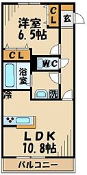 クレール花水木 3階1LDKの間取り