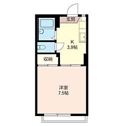 ピュアハイムいとう 1階1Kの間取り