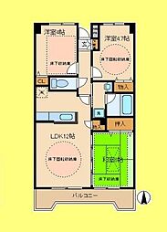 セラ禎水館 2階3LDKの間取り