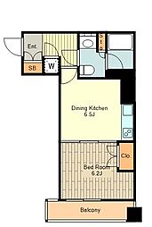 アクサス立川ＬＲ 8階1DKの間取り