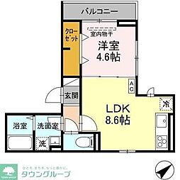 パティオ果山 1階1LDKの間取り
