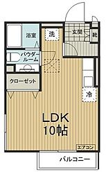 グリーンテラス多摩 1階ワンルームの間取り