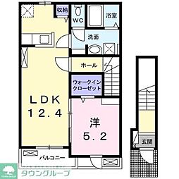 ベル　ソレイユ 2階1LDKの間取り