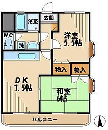 ルミネンス湯沢 1階2DKの間取り